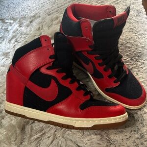 Nike Women’s Red and Black High-Top Sneakers